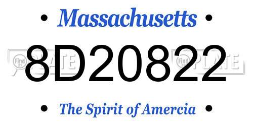 8D20822 Massachusetts License Plate
