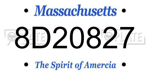 8D20827 Massachusetts License Plate