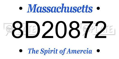 8D20872 Massachusetts License Plate