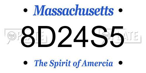 8D24S5 Massachusetts License Plate