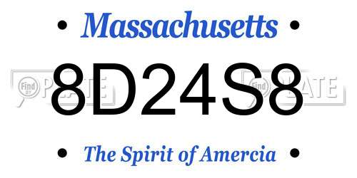 8D24S8 Massachusetts License Plate
