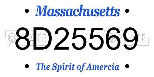 8D25569 Massachusetts License Plate