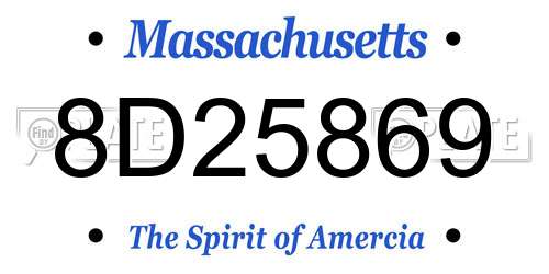 8D25869 Massachusetts License Plate