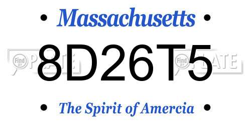 8D26T5 Massachusetts License Plate
