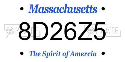 8D26Z5 Massachusetts License Plate