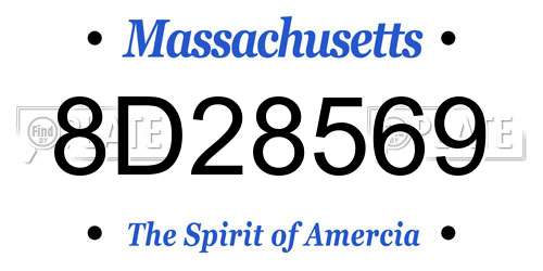 8D28569 Massachusetts License Plate