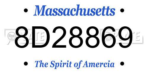8D28869 Massachusetts License Plate