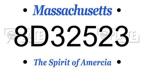 8D32523 Massachusetts License Plate