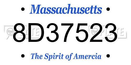 8D37523 Massachusetts License Plate
