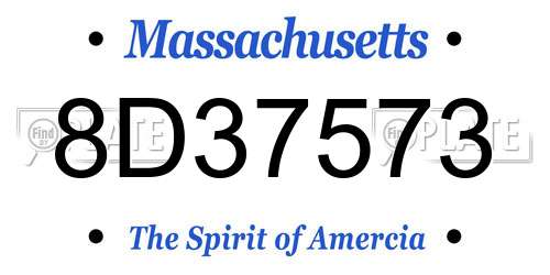 8D37573 Massachusetts License Plate