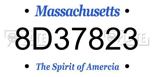 8D37823 Massachusetts License Plate