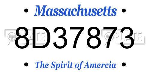 8D37873 Massachusetts License Plate