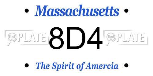 8D4 Massachusetts License Plate