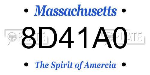 8D41A0 Massachusetts License Plate