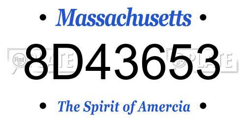 8D43653 Massachusetts License Plate