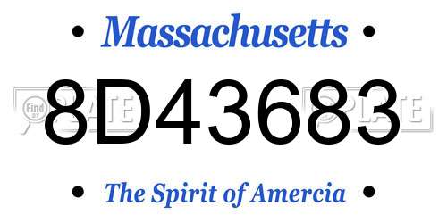 8D43683 Massachusetts License Plate
