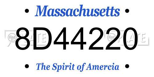 8D44220 Massachusetts License Plate