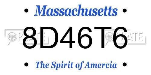 8D46T6 Massachusetts License Plate