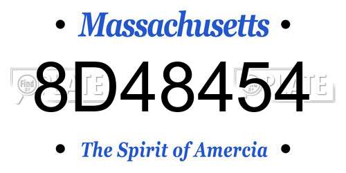 8D48454 Massachusetts License Plate