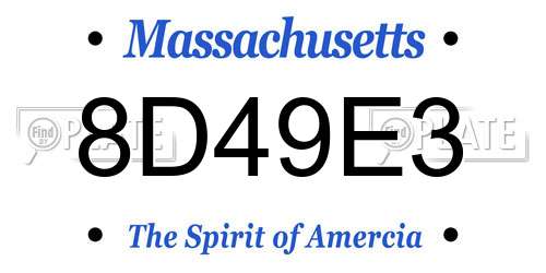 8D49E3 Massachusetts License Plate