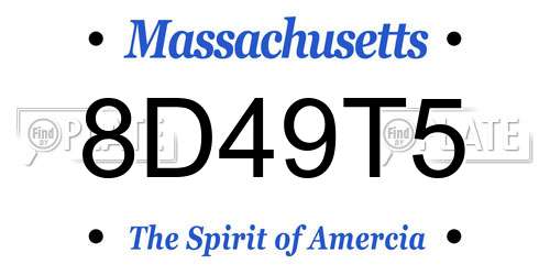 8D49T5 Massachusetts License Plate