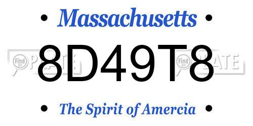 8D49T8 Massachusetts License Plate