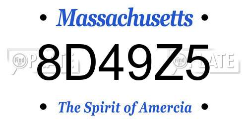 8D49Z5 Massachusetts License Plate