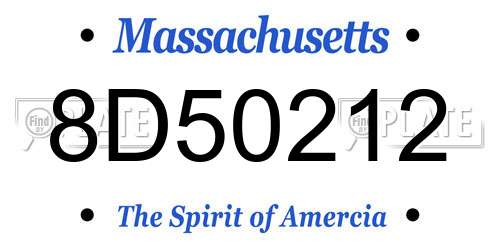 8D50212 Massachusetts License Plate