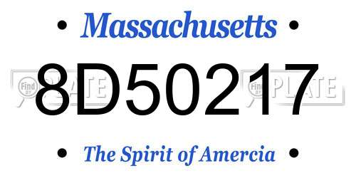 8D50217 Massachusetts License Plate