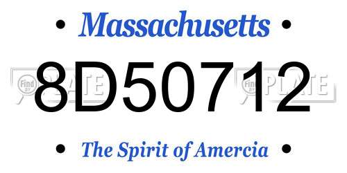8D50712 Massachusetts License Plate