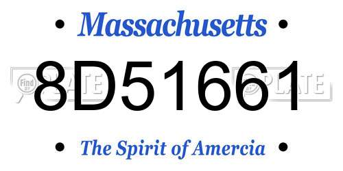 8D51661 Massachusetts License Plate