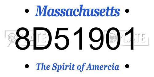 8D51901 Massachusetts License Plate