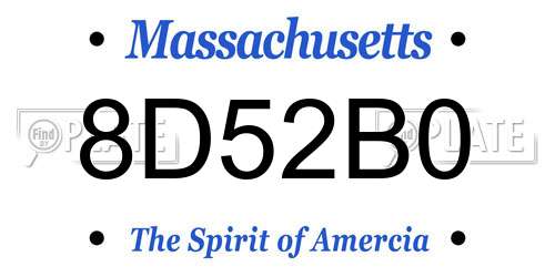 8D52B0 Massachusetts License Plate