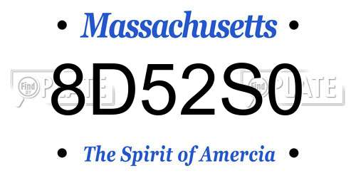 8D52S0 Massachusetts License Plate