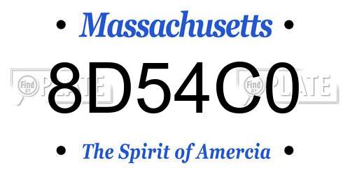8D54C0 Massachusetts License Plate