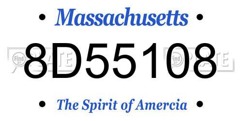 8D55108 Massachusetts License Plate