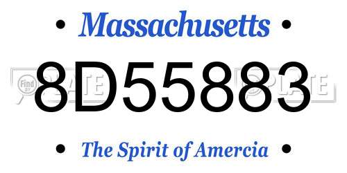 8D55883 Massachusetts License Plate