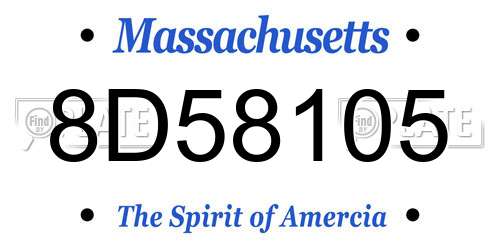 8D58105 Massachusetts License Plate