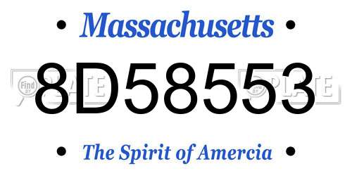 8D58553 Massachusetts License Plate
