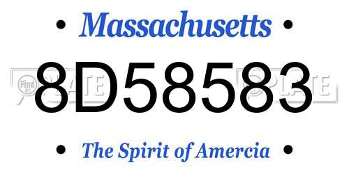 8D58583 Massachusetts License Plate
