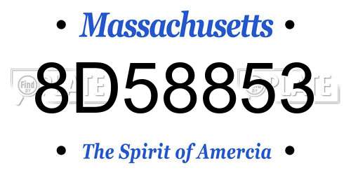 8D58853 Massachusetts License Plate
