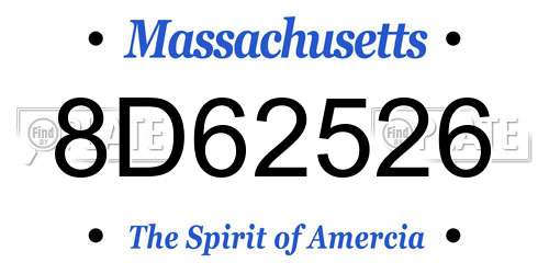 8D62526 Massachusetts License Plate