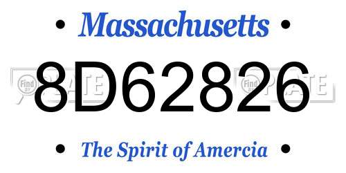 8D62826 Massachusetts License Plate