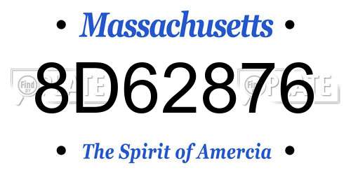 8D62876 Massachusetts License Plate