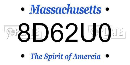 8D62U0 Massachusetts License Plate
