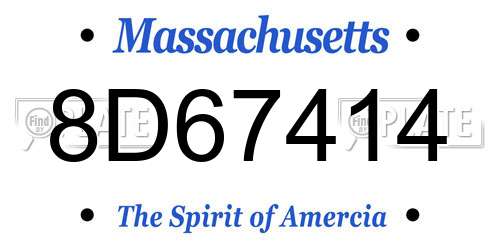 8D67414 Massachusetts License Plate