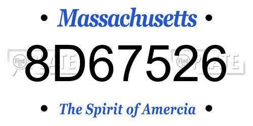 8D67526 Massachusetts License Plate