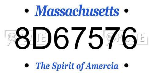 8D67576 Massachusetts License Plate