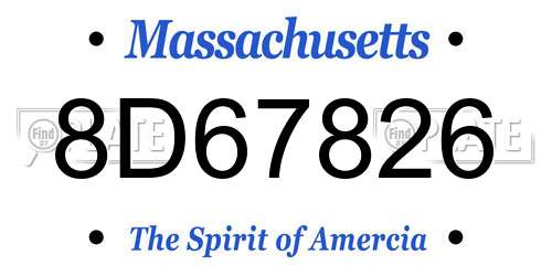 8D67826 Massachusetts License Plate