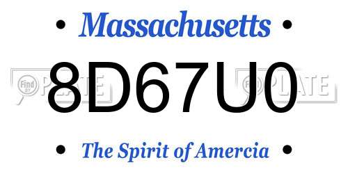8D67U0 Massachusetts License Plate